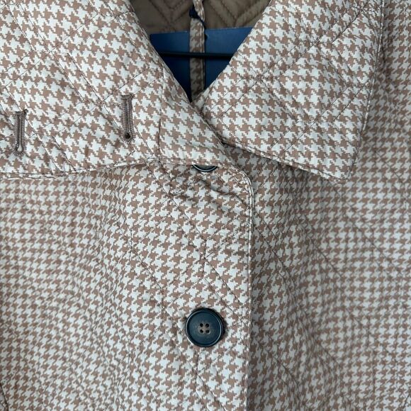 Nwt Lands' End Insulated Packable Quilted Jacket Women Lg Petite Tan Houndstooth - Picture 2 of 9